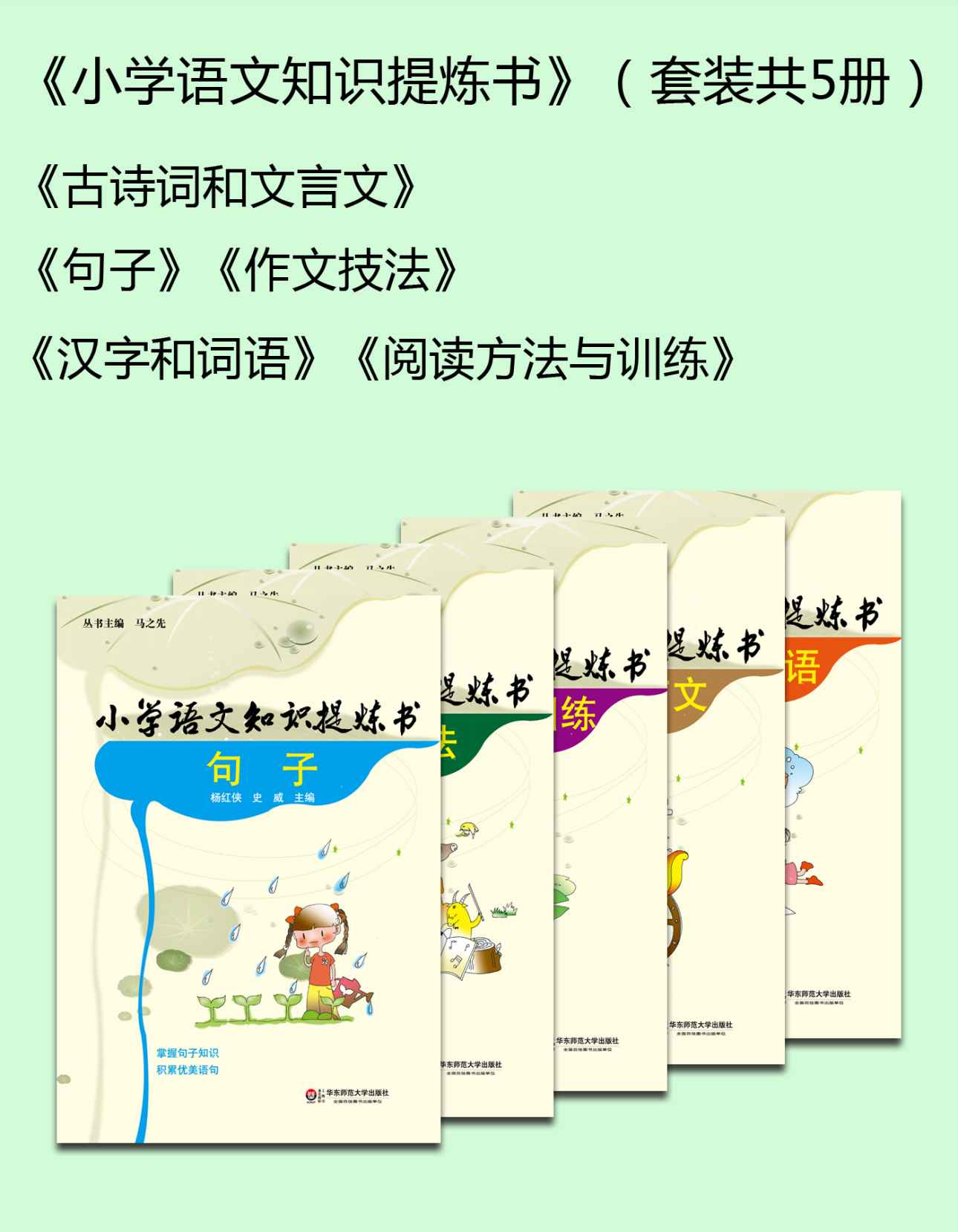 小学语文知识提炼书（套装共5册）汉字和词语/阅读方法与训练/古诗词和文言文/句子/作文技法