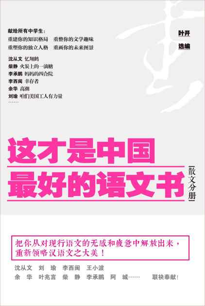 这才是中国最好的语文书（散文分册）（沈从文，刘瑜，王小波，余华，叶兆言，柴静，李承鹏联袂奉献！）